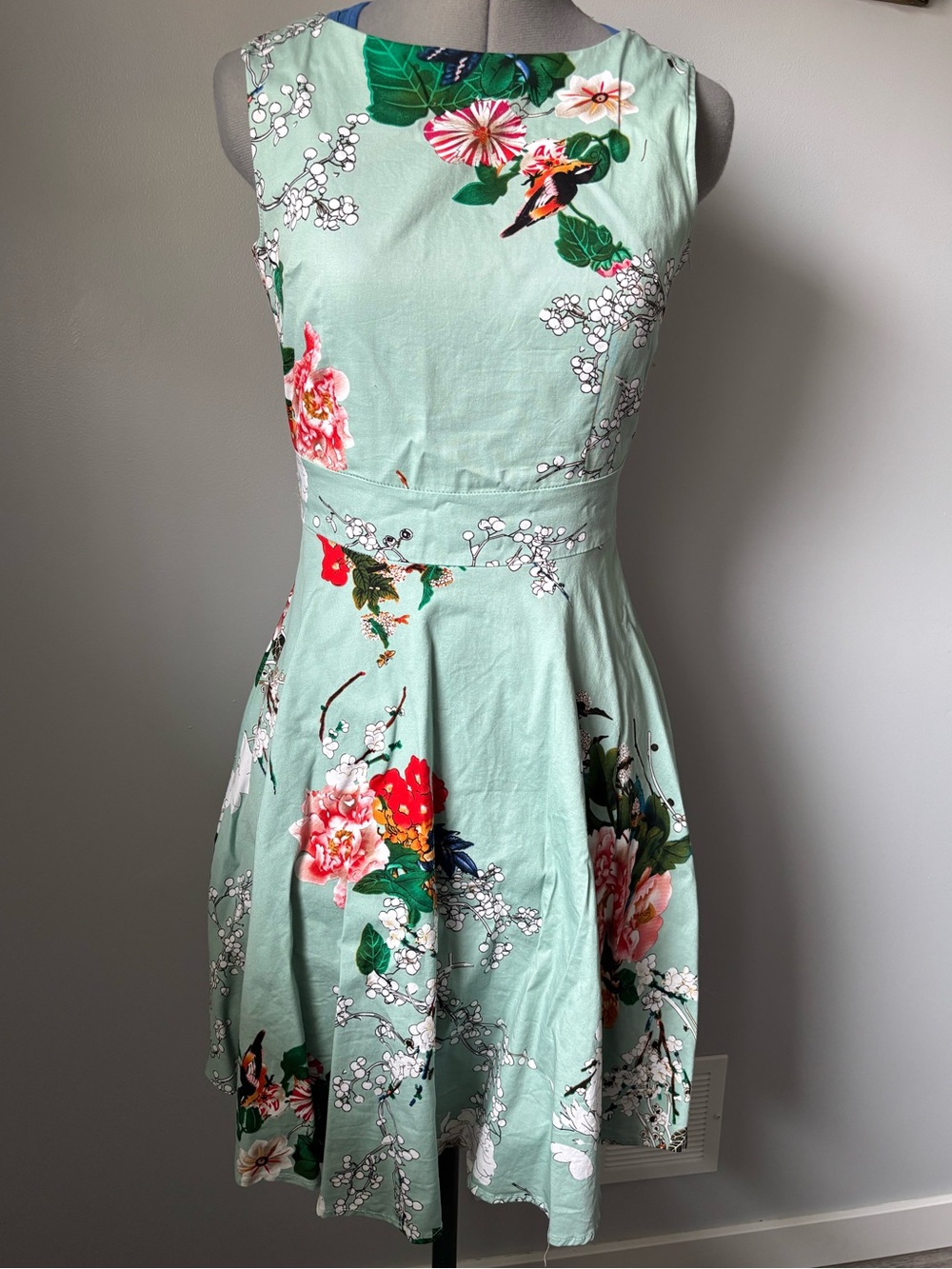 Floral Mint Fit-and-Flare Dress